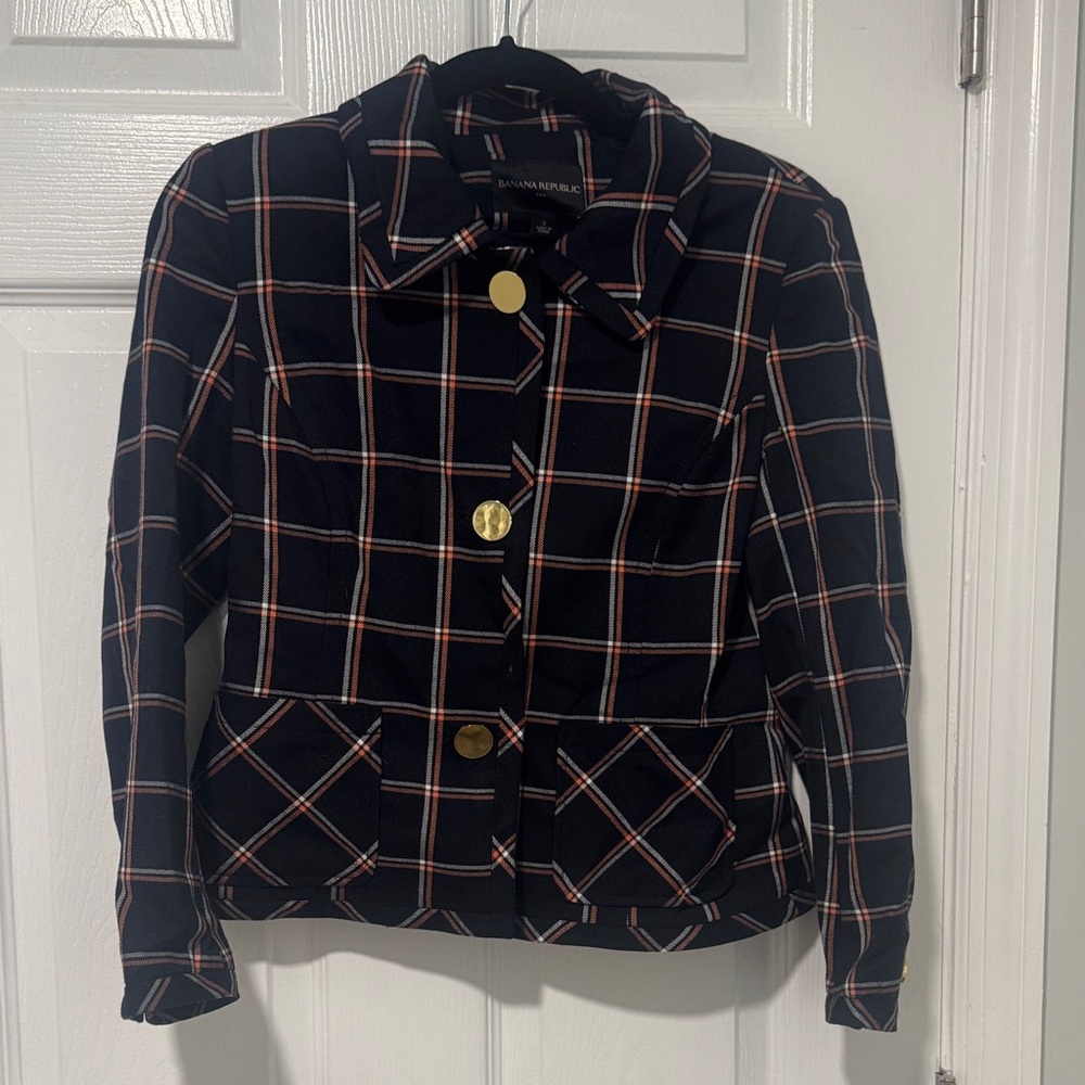 Banana Republic Plaid Women’s Jacket with Gold Buttons
